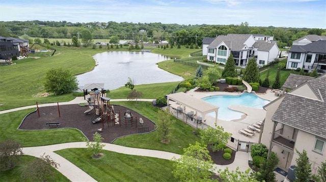 15825 Howe St, Overland Park, KS 66224 - drone / aerial view of a nearby body of water and a pool area