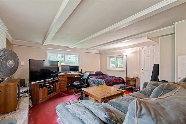5347 Buena Vista St, Roeland Park, KS 66205 - bedroom featuring an office area and beamed ceiling