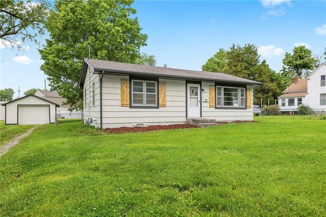 902 S Oakland St, Harrisonville, MO 64701 - view of front of property featuring a garage, an outdoor structure, driveway, and crawl space