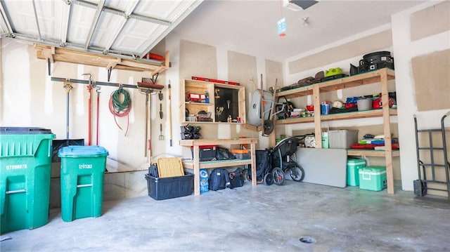 garage with a garage door opener
