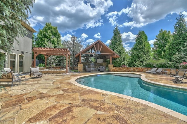4502 Verona Ct, Riverside, MO 64150 - view of swimming pool featuring a patio area, a pergola, and area for grilling