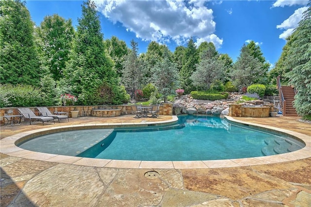 4502 Verona Ct, Riverside, MO 64150 - swimming pool featuring a patio area and stairway