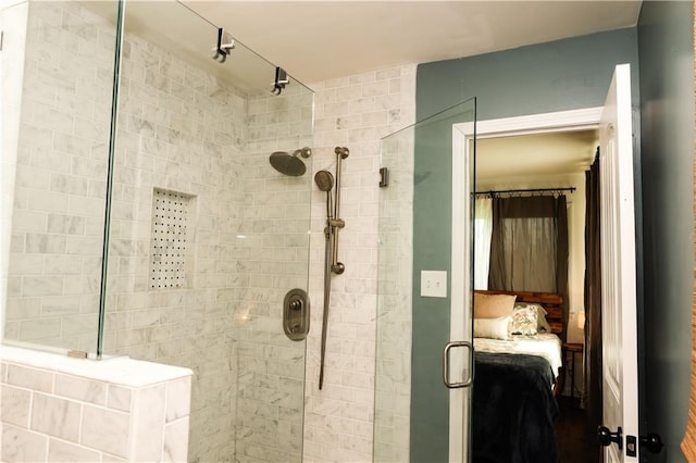 ensuite bathroom with tiled shower