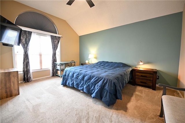 15363 S Darnell St, Olathe, KS 66062 - carpeted bedroom with vaulted ceiling, baseboards, and ceiling fan