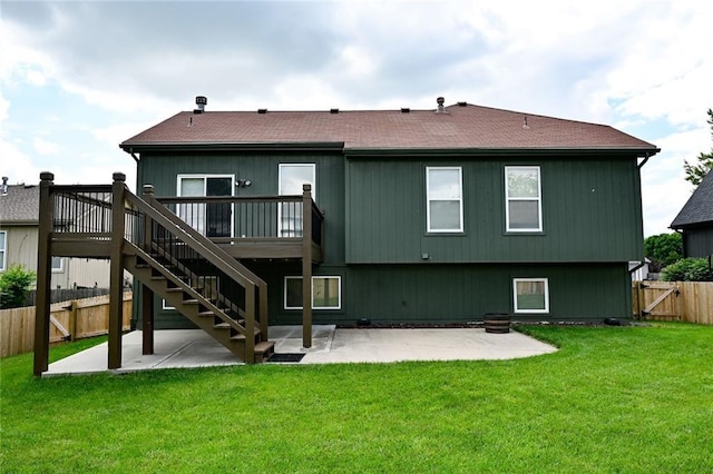 15363 S Darnell St, Olathe, KS 66062 - rear view of property with a patio, a deck, stairs, roof with shingles, and a gate