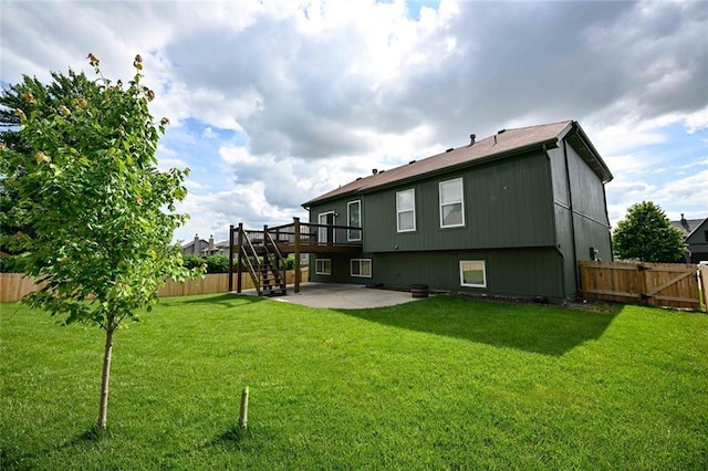 15363 S Darnell St, Olathe, KS 66062 - rear view of house featuring stairway, a patio, and a wooden deck