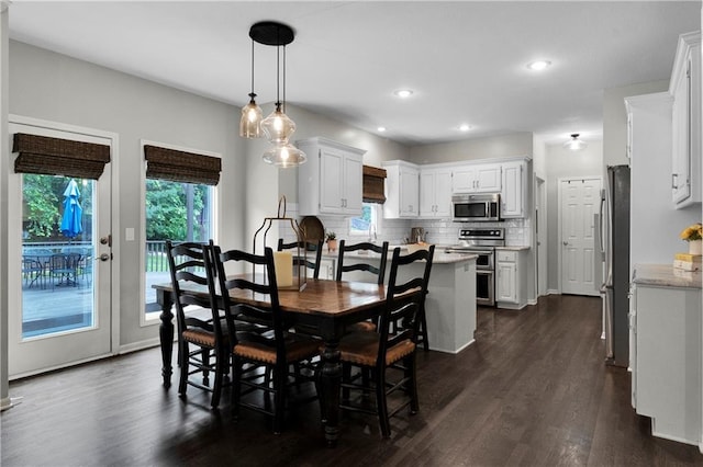 5318 W 159th Ter, Overland Park, KS 66085 - dining area with dark wood-style floors and recessed lighting