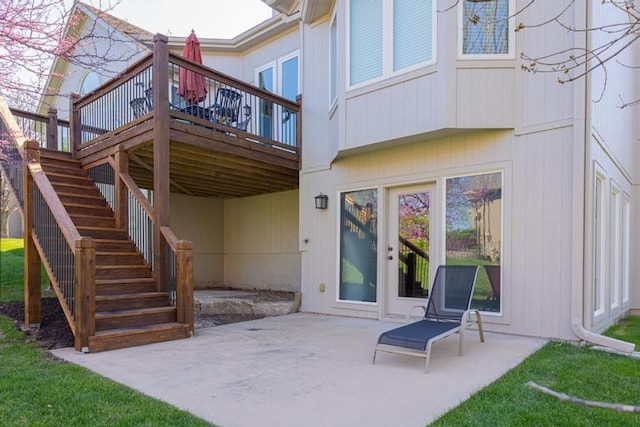 8127 Lone Elm Rd, Lenexa, KS 66220 - rear view of house featuring a patio area, stairway, and a deck