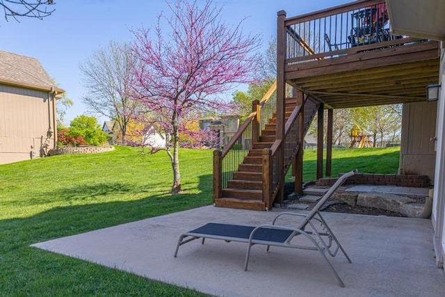 8127 Lone Elm Rd, Lenexa, KS 66220 - view of patio / terrace with stairway and a wooden deck