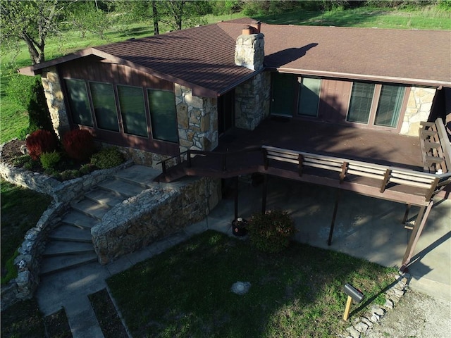 33295 Bethel Church Rd, Osawatomie, KS 66064 - view of front of property with stone siding and a chimney