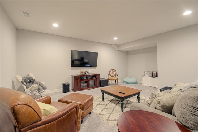 11410 Bluestem Dr, Kearney, MO 64060 - living area featuring light carpet, recessed lighting, and baseboards