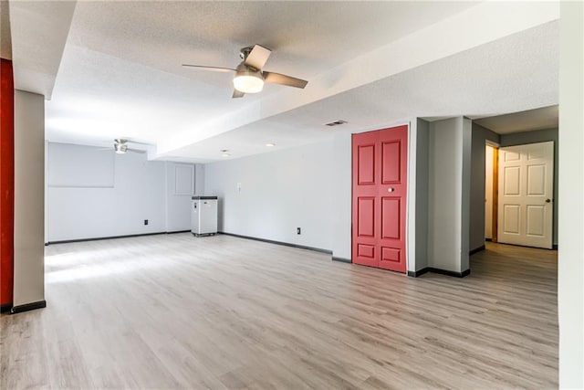 4901 NW 87th St, Kansas City, MO 64154 - unfurnished living room with a ceiling fan, light wood-type flooring, and baseboards