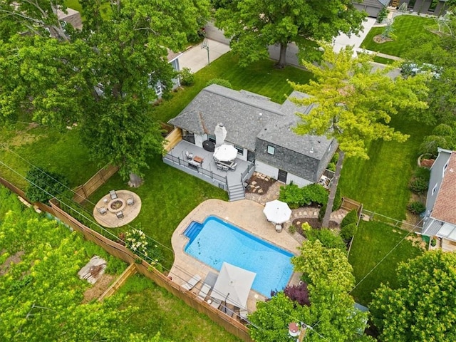 10319 W 92nd Pl, Overland Park, KS 66214 - view from above of property with a pool area