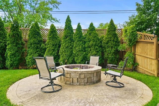 10319 W 92nd Pl, Overland Park, KS 66214 - fenced backyard with a fire pit and a patio area
