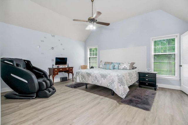11506 Knox St, Overland Park, KS 66210 - bedroom featuring vaulted ceiling, wood finished floors, and ceiling fan