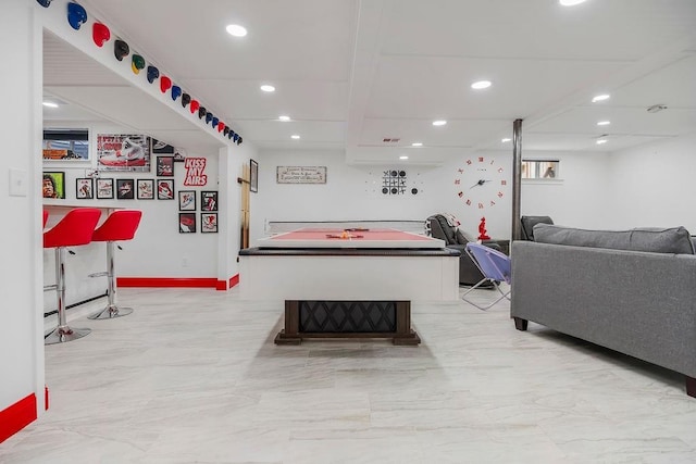 11506 Knox St, Overland Park, KS 66210 - playroom with recessed lighting and light marble finish flooring