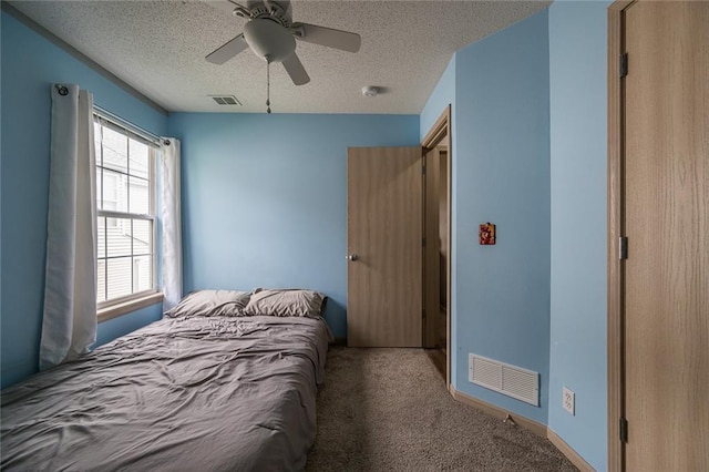 8008 NE Elmwood Ave, Kansas City, MO 64119 - bedroom with carpet, a textured ceiling, and a ceiling fan
