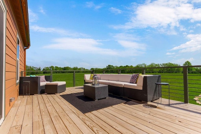 85 Birdie Ln, Mound City, KS 66056 - deck with an outdoor living space and a lawn
