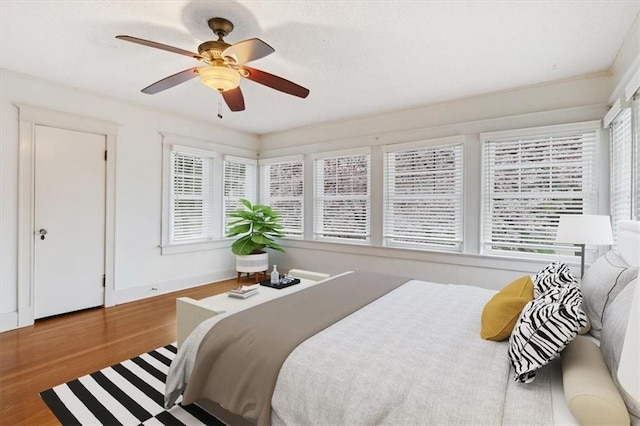 18 W 61st Ter, Kansas City, MO 64113 - bedroom with wood finished floors, multiple windows, and ceiling fan