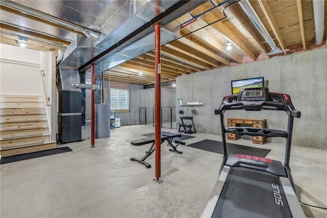 exercise area with heating unit
