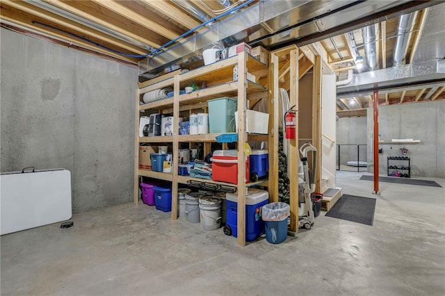 view of unfinished basement