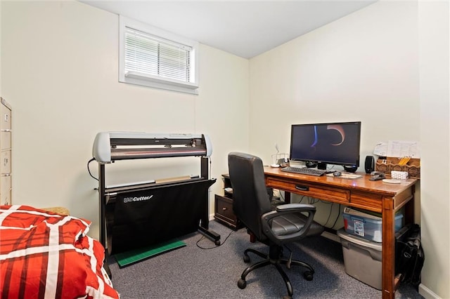 view of carpeted office space