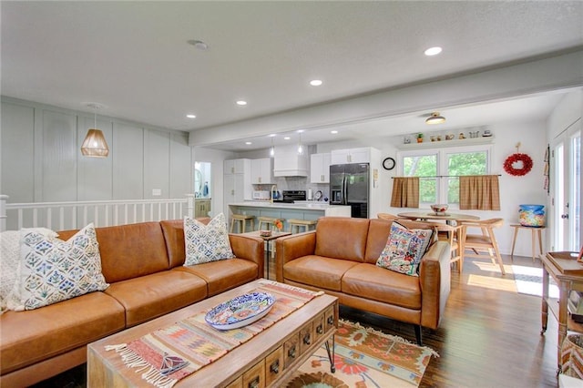 81 S Street S, St, Lake Lotawana, MO 64086 - living area featuring dark wood-style flooring and recessed lighting