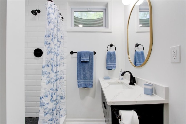 81 S Street S, St, Lake Lotawana, MO 64086 - bathroom featuring vanity, plenty of natural light, and curtained shower
