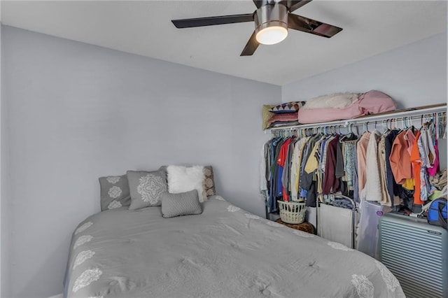 bedroom featuring ceiling fan