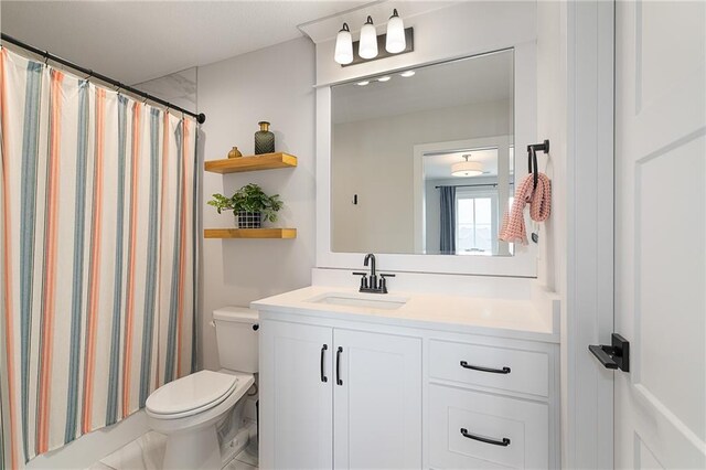 2705 NE Crestview St, Blue Springs, MO 64029 - full bathroom featuring toilet, vanity, and a shower with curtain