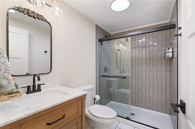 2705 NE Crestview St, Blue Springs, MO 64029 - bathroom with toilet, a stall shower, and vanity