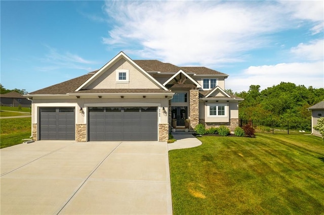 2705 NE Crestview St, Blue Springs, MO 64029 - craftsman-style house with stone siding, concrete driveway, stucco siding, and an attached garage