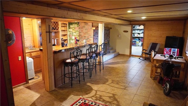 25996 Arrowhead Rd, Hermitage, MO 65668 - indoor dry bar with wooden walls and recessed lighting