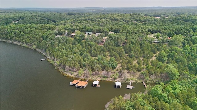 25996 Arrowhead Rd, Hermitage, MO 65668 - aerial view of property and surrounding area featuring a heavily wooded area and a nearby body of water