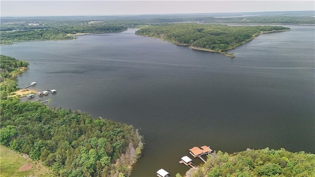 25996 Arrowhead Rd, Hermitage, MO 65668 - drone / aerial view of a nearby body of water and a heavily wooded area