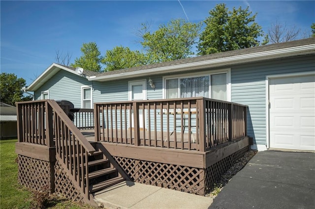deck with a garage