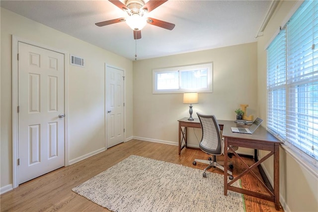 9711 Roe Ave, Overland Park, KS 66207 - office with wood finished floors and ceiling fan