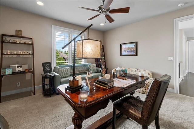 14160 Juniper St, Leawood, KS 66224 - office space featuring carpet floors, a ceiling fan, baseboards, and recessed lighting