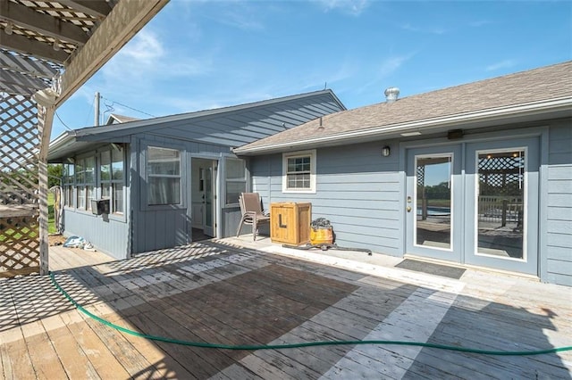 3668 Colorado Rd, Pomona, KS 66076 - wooden terrace with a pergola, a sunroom, and french doors