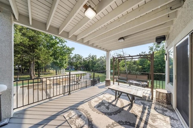 5645 Legler St, Shawnee, KS 66217 - view of patio with an outdoor living space and view of scattered trees