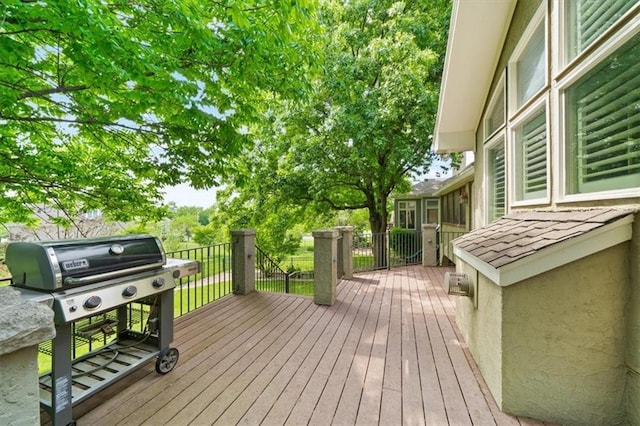 5817 W 147th Pl, Overland Park, KS 66223 - wooden terrace featuring a grill
