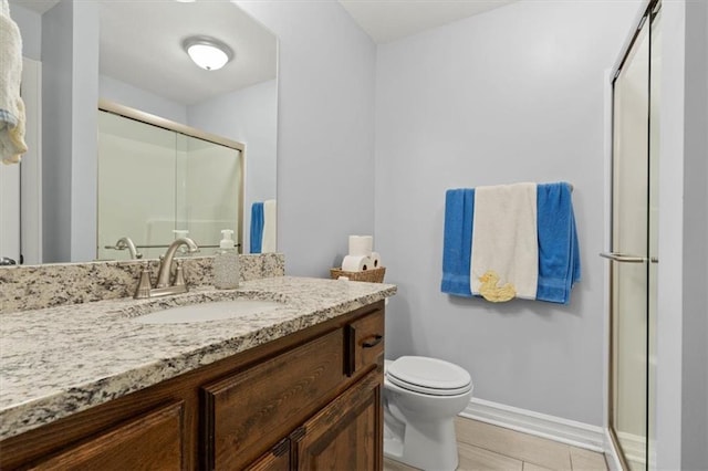 30307 Woodland Dr, Pleasant Hill, MO 64080 - full bath featuring a stall shower, baseboards, toilet, and vanity
