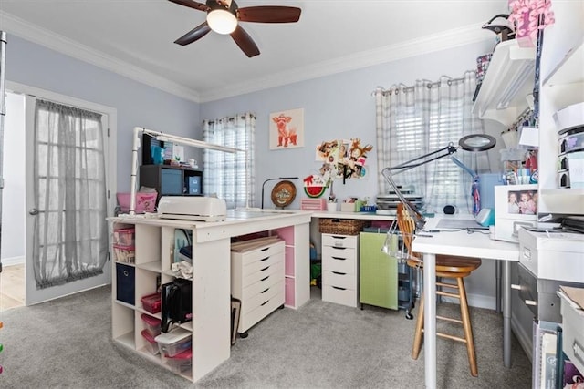 30307 Woodland Dr, Pleasant Hill, MO 64080 - carpeted office with ceiling fan, healthy amount of natural light, and ornamental molding
