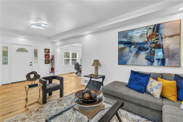 living area with wood finished floors