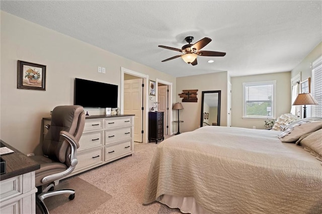 13223 Gammon Rd, Lees Summit, MO 64086 - bedroom with light carpet, an office area, and a ceiling fan