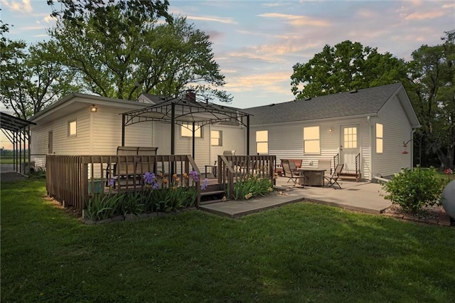 13223 Gammon Rd, Lees Summit, MO 64086 - rear view of property with a lawn, a deck, a pergola, and a patio