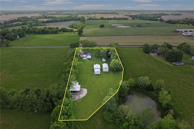 13223 Gammon Rd, Lees Summit, MO 64086 - overview of rural landscape with property parcel outlined and rows of crops