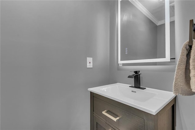 6531 W 49th St, Mission, KS 66202 - bathroom featuring crown molding and vanity