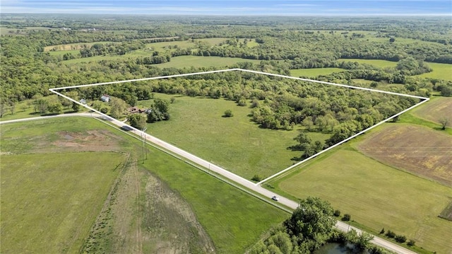 overview of rural landscape featuring property parcel outlined