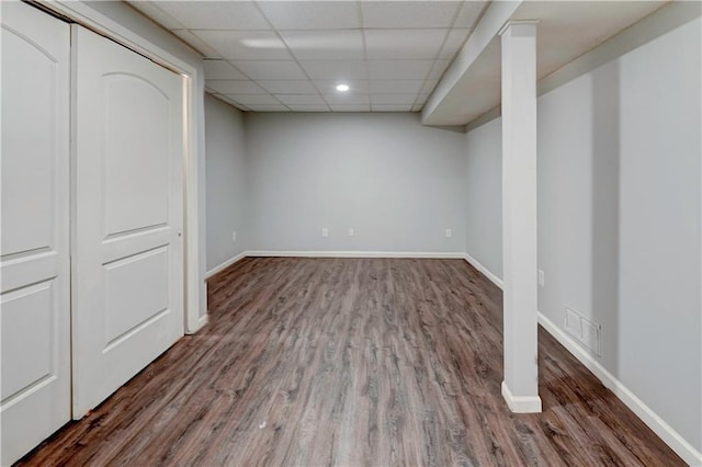 1205 SW 20th St, Blue Springs, MO 64015 - finished basement featuring wood finished floors, baseboards, a drop ceiling, and recessed lighting